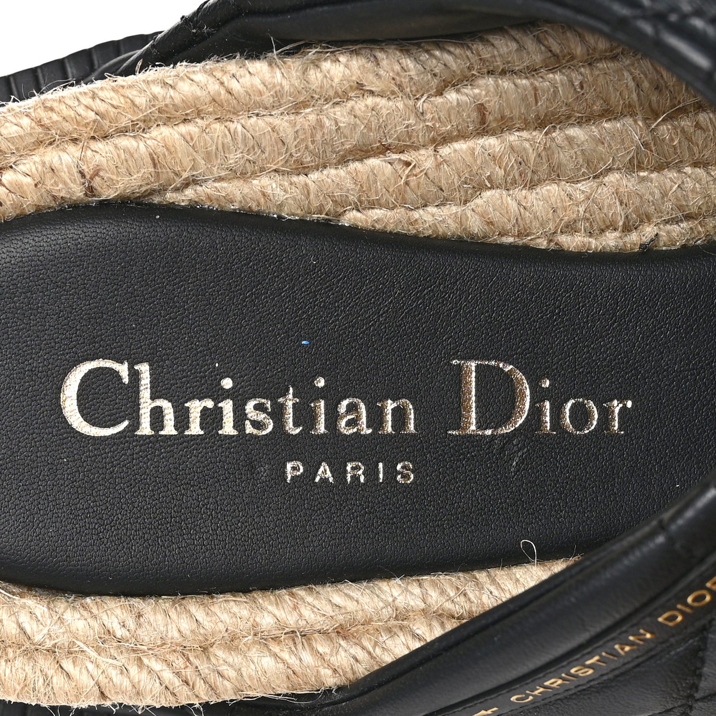 Calfskin Cannage Dtwist Espadrille Platform Sandals 35.5 Black
