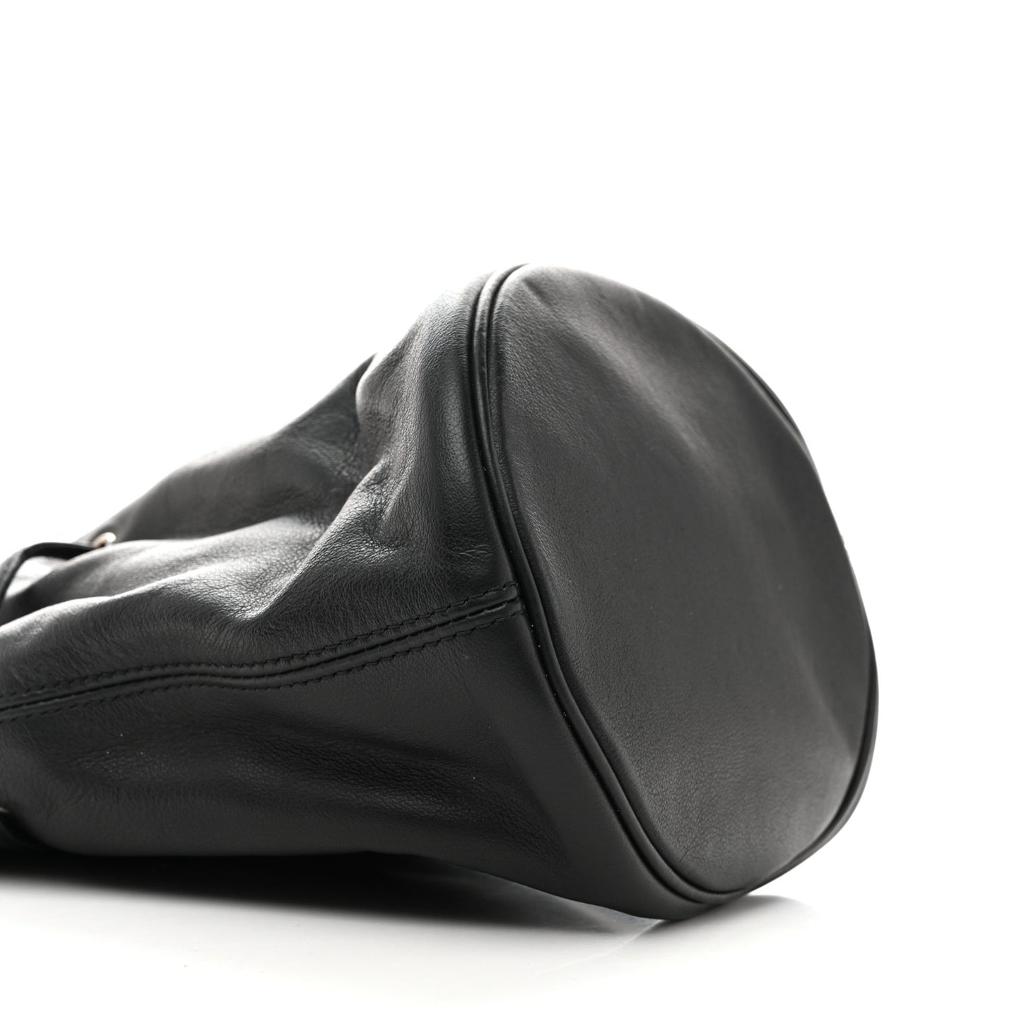 Smooth Calfskin Logo XS Everyday Drawstring Bucket Bag Black
