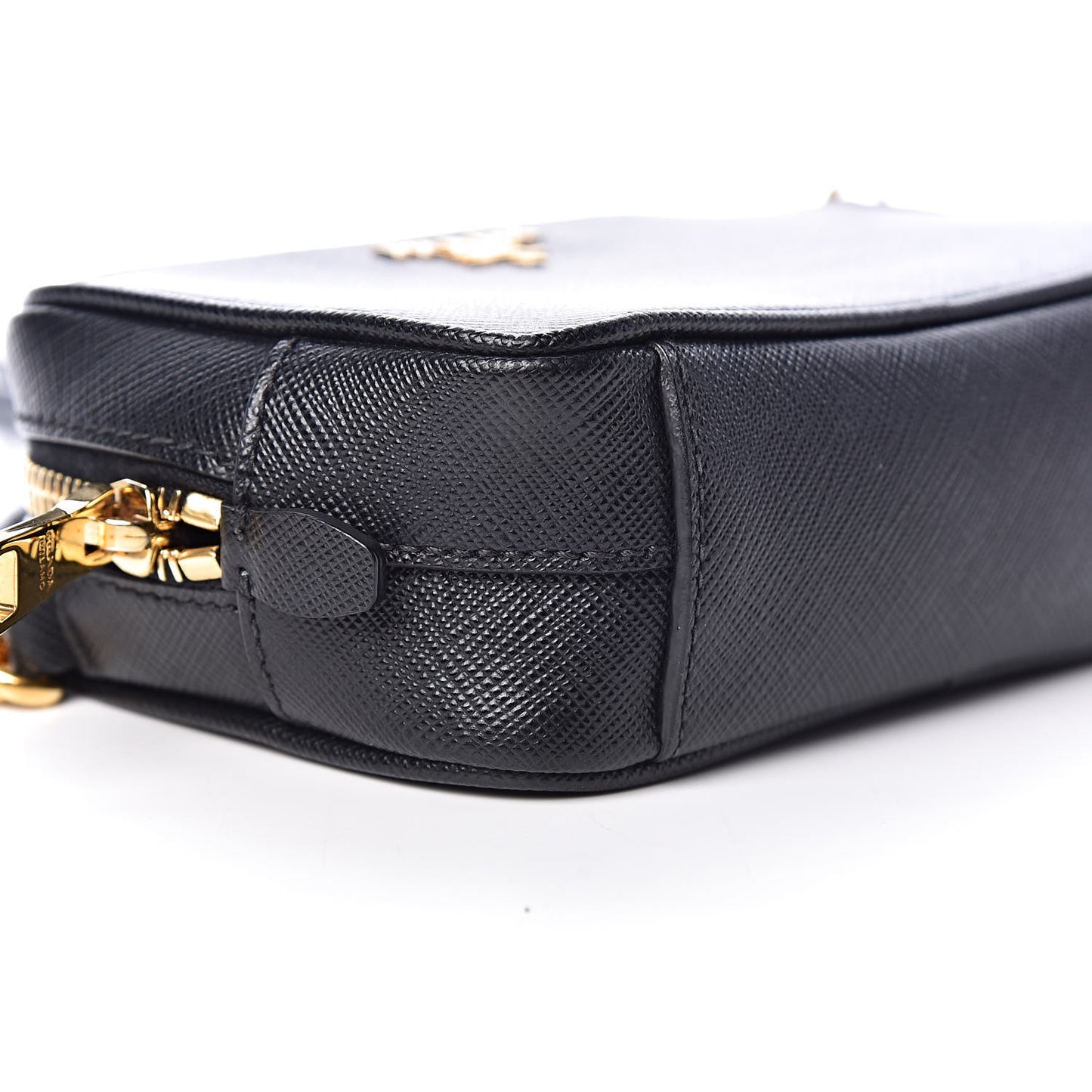 Saffiano Mini Camera Crossbody Bag Black