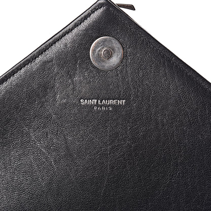 Saint Laurent Sheepskin Matelasse Chevron Monogram Large College Satchel Black 6 of 10