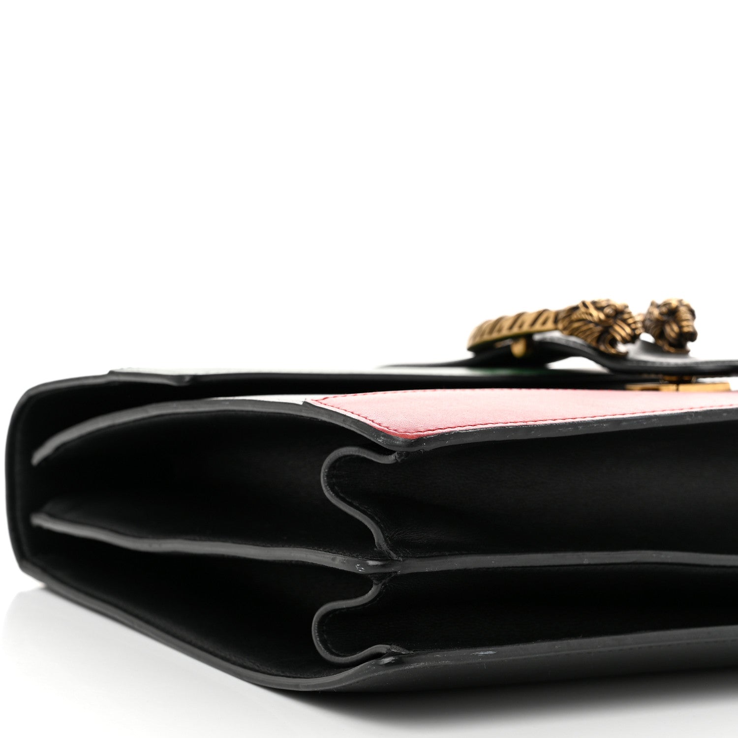 Gucci Calfskin Bamboo Web Large Dionysus Top Handle Bag Black Bright Evergreen Hibiscus Red 9 of 12