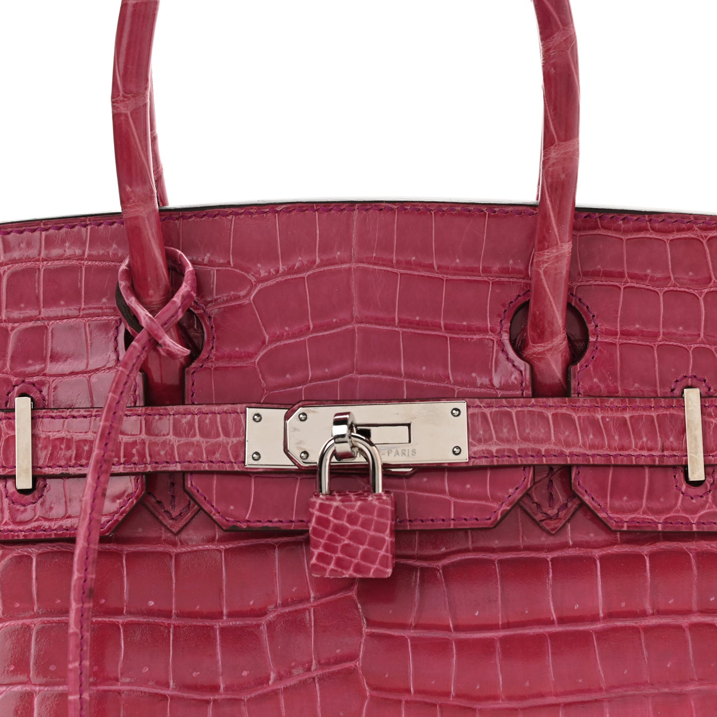 Shiny Porosus Crocodile Birkin 30 Rose Tyrien