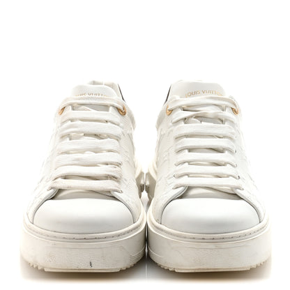 Louis Vuitton Lambskin Embossed Monogram Time Out Sneakers 40 White 3 of 9