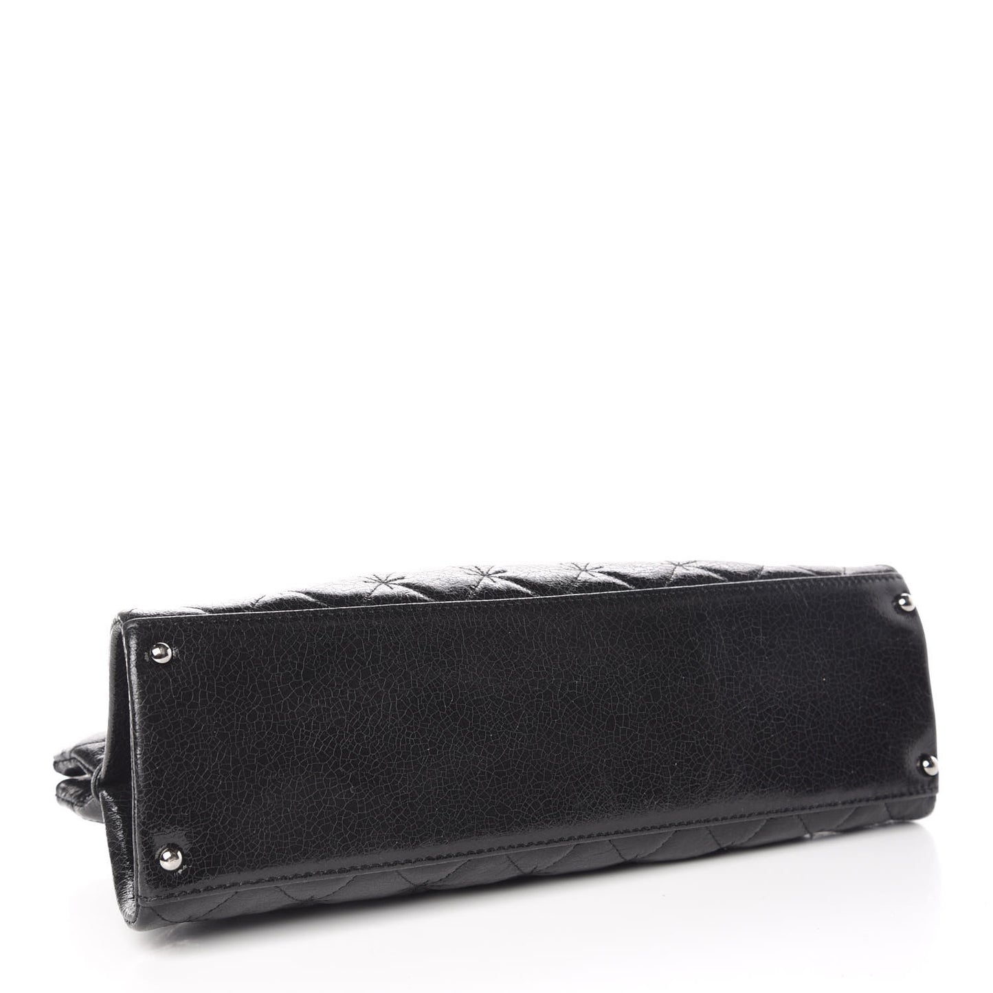Glazed Crackled Calfskin Small Reissue Tote Black
