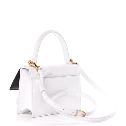 Balenciaga Patent Calfskin Lizard Embossed XS Sharp Top Handle Bag White 3 of 10