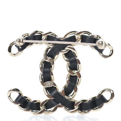 Chanel Lambskin Chain CC Brooch Black Gold 3 of 5