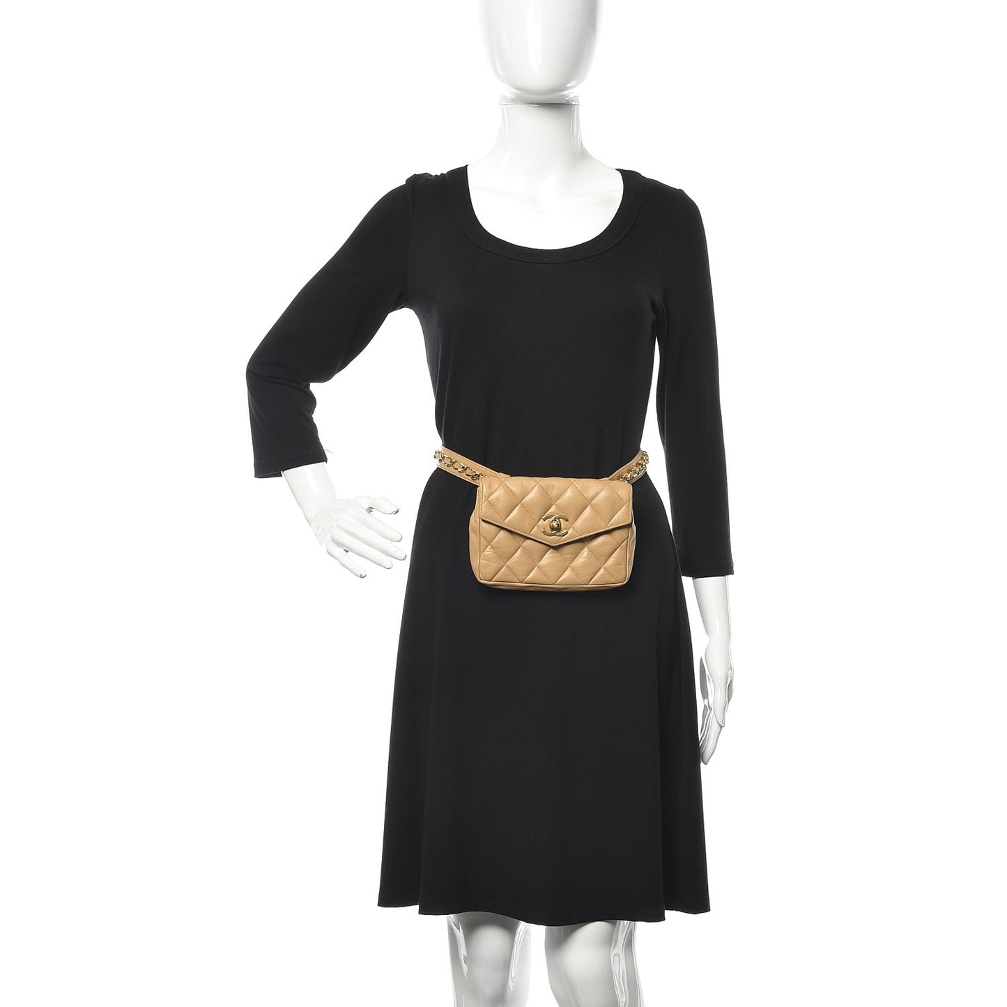 Lambskin Quilted Flap Waist Belt Bag 70 28 Beige