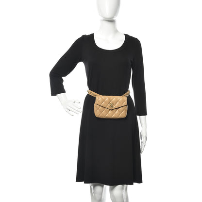Chanel Lambskin Quilted Flap Waist Belt Bag 70 28 Beige 2 of 16