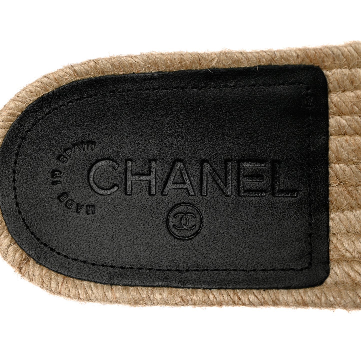 Patent Calfskin Crystal CC Espadrille Slip On Sandals 39 Black