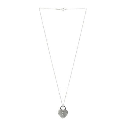 Tiffany Platinum Diamond Large Heart Lock Pendant Necklace 3 of 4
