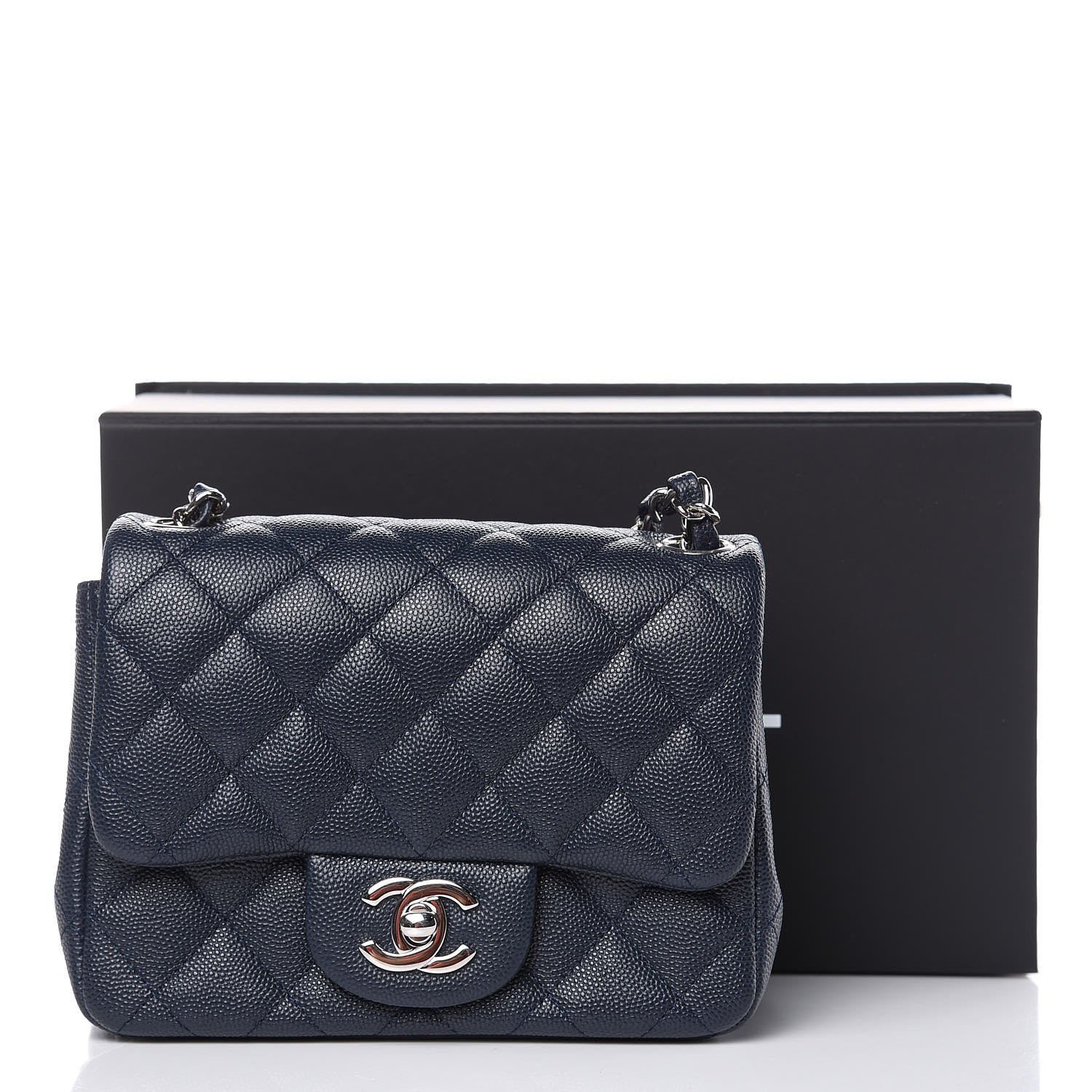 Chanel Caviar Quilted Mini Square Flap Navy 10 of 10