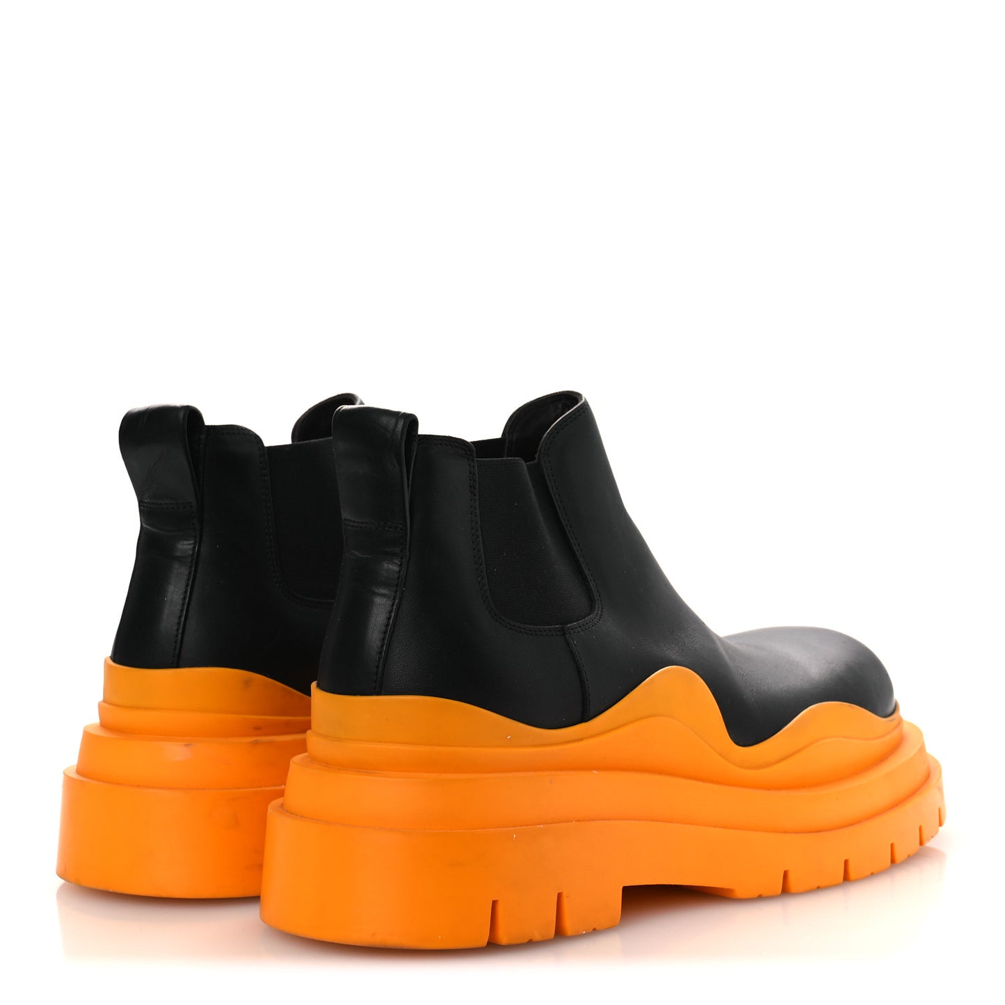 Calfskin The Tire Cropped Chelsea Boots 40.5 Black Tangerine