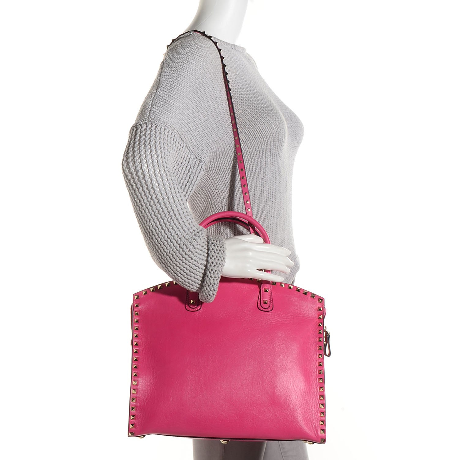 Valentino Garavani Vitello Rockstud Dome Shopper Pink 2 of 8