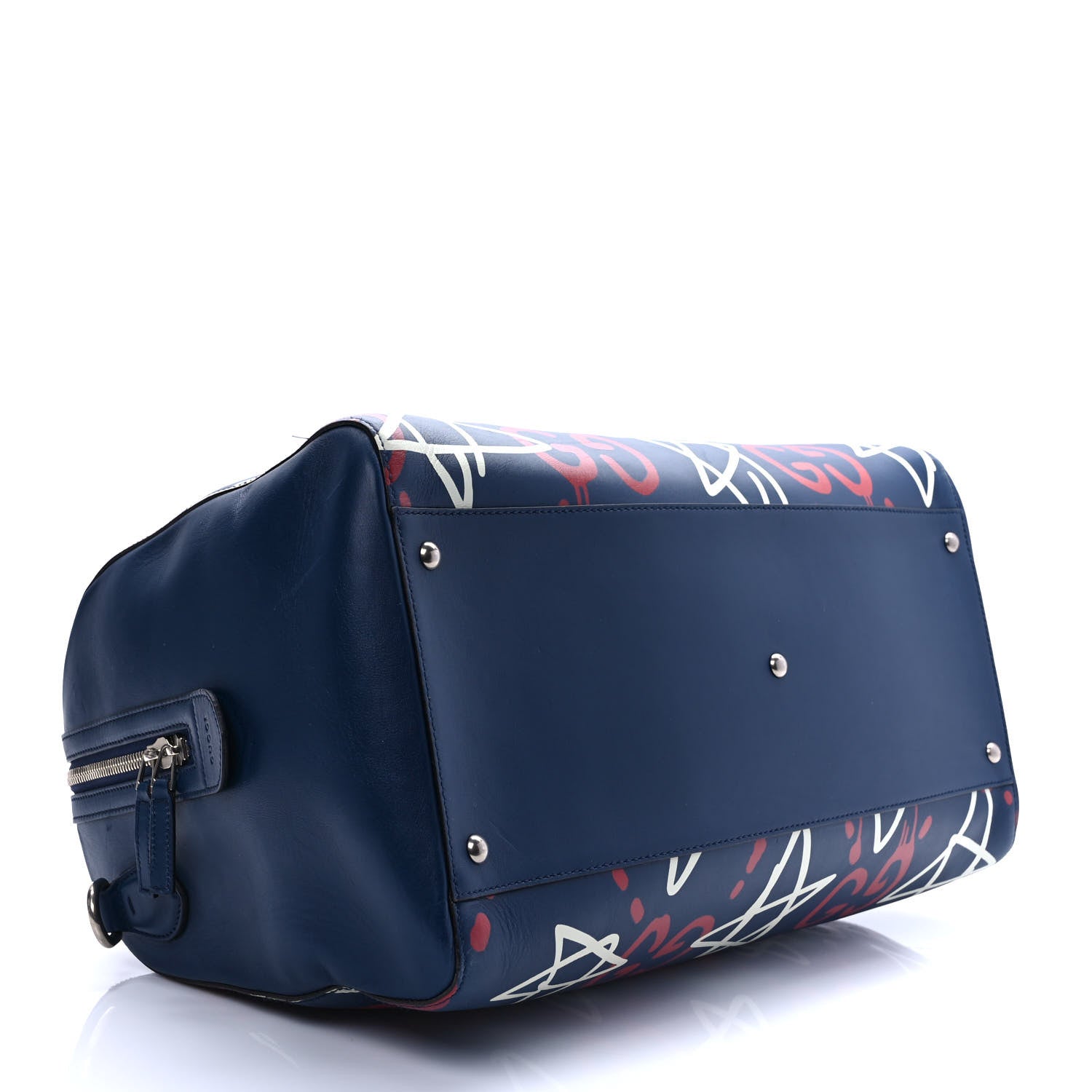 Gucci Calfskin GucciGhost Print Duffle Blue Agata Hibiscus Red 3 of 12