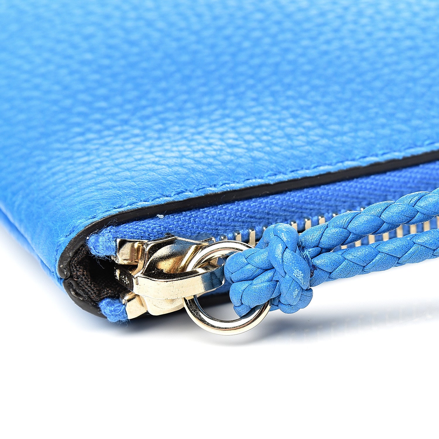 Gucci Pebbled Calfskin Large Bamboo Clutch Blue 7 of 7