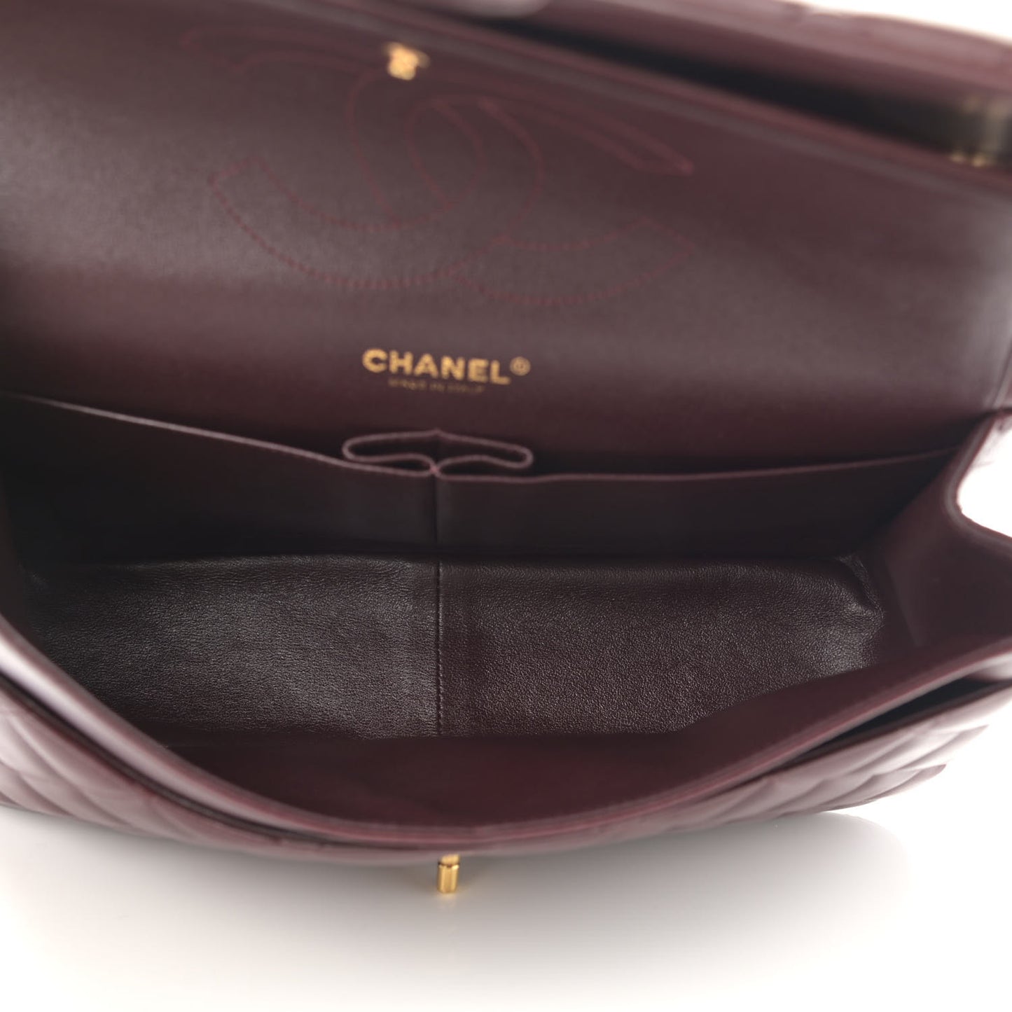 Lambskin Quilted Jumbo Double Flap Burgundy
