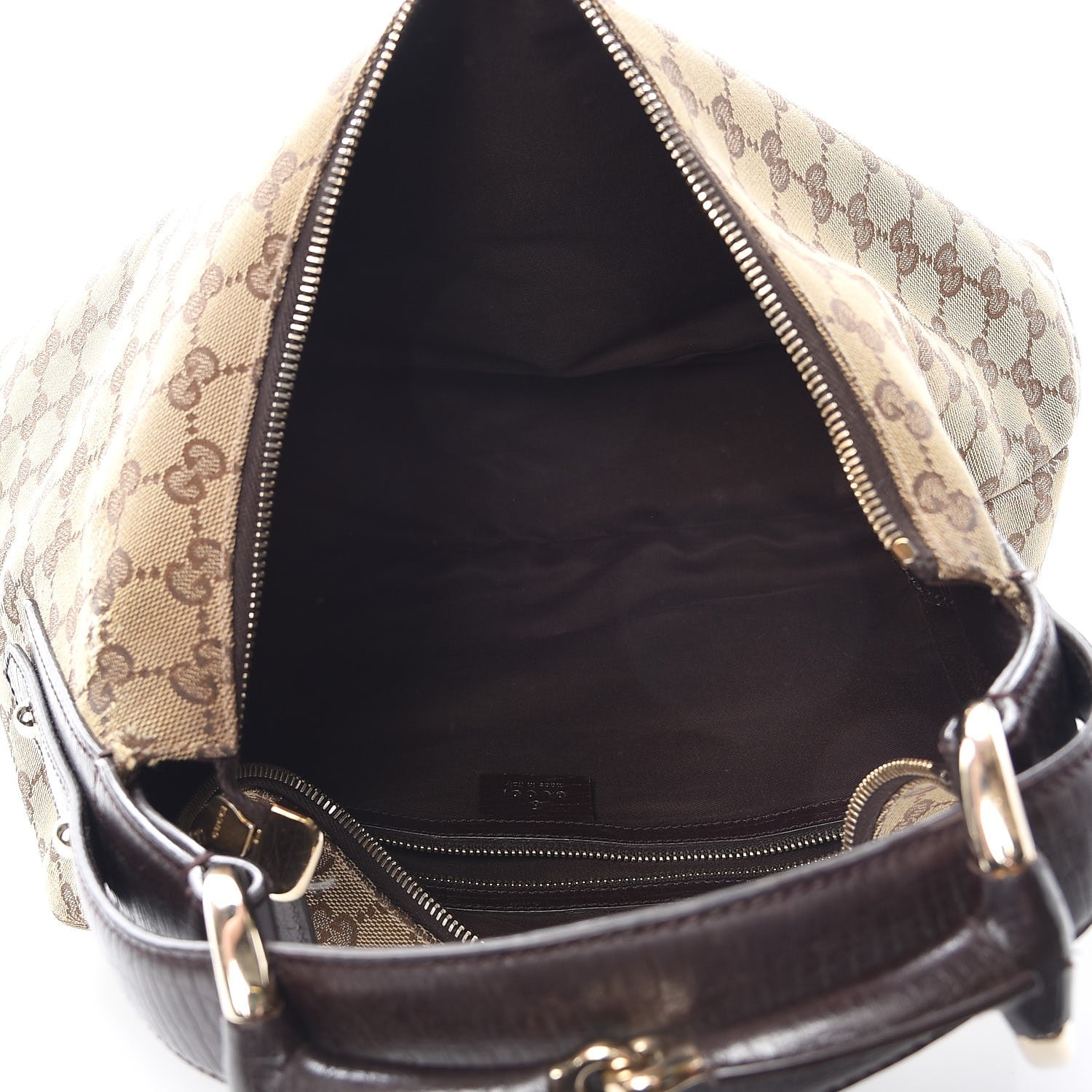 Gucci Monogram Medium Horsebit Chain Hobo Dark Brown 5 of 13
