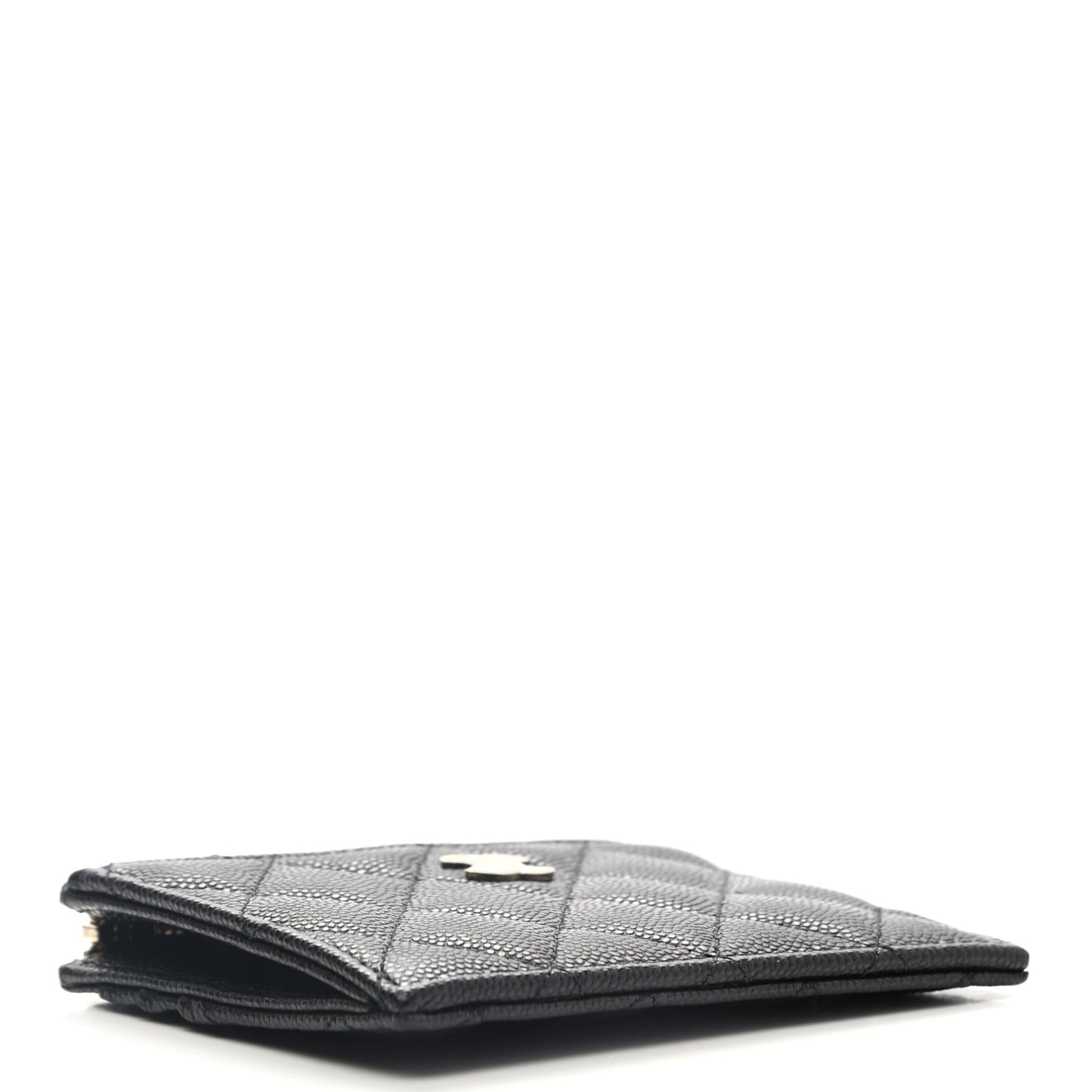 Caviar Quilted CC Zip Card Holder Black