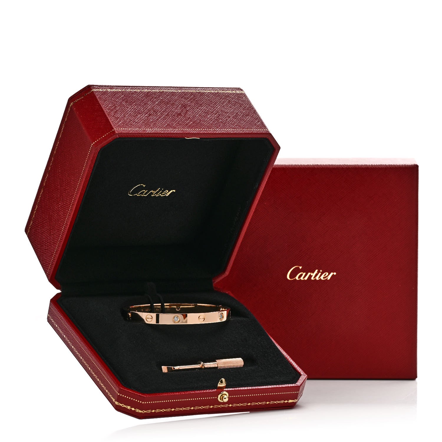 Cartier 18K Pink Gold 4 Diamond LOVE Bracelet 18 9 of 9
