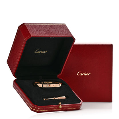 Cartier 18K Pink Gold 4 Diamond LOVE Bracelet 18 9 of 9