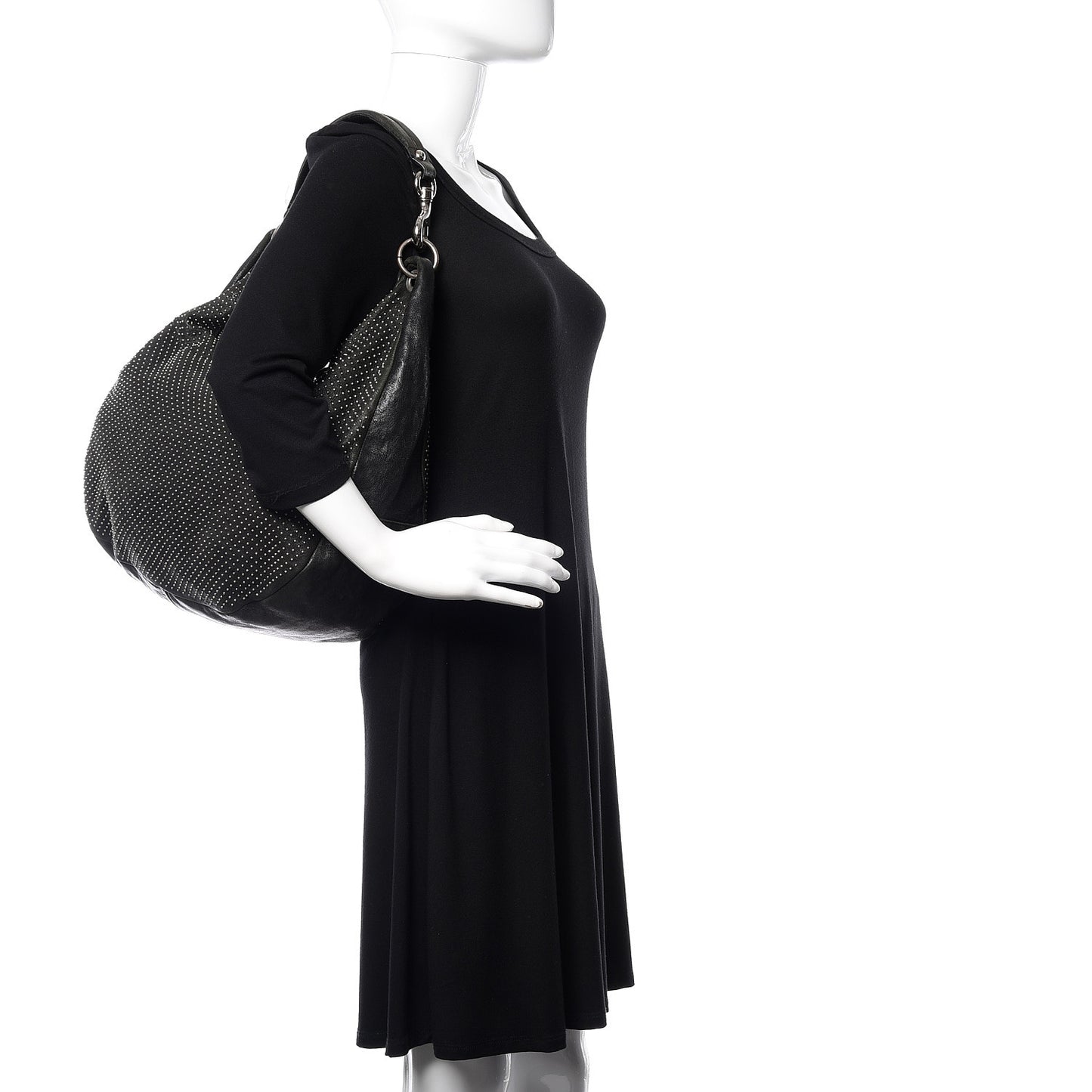 Lambskin Studded Solar Hobo Black