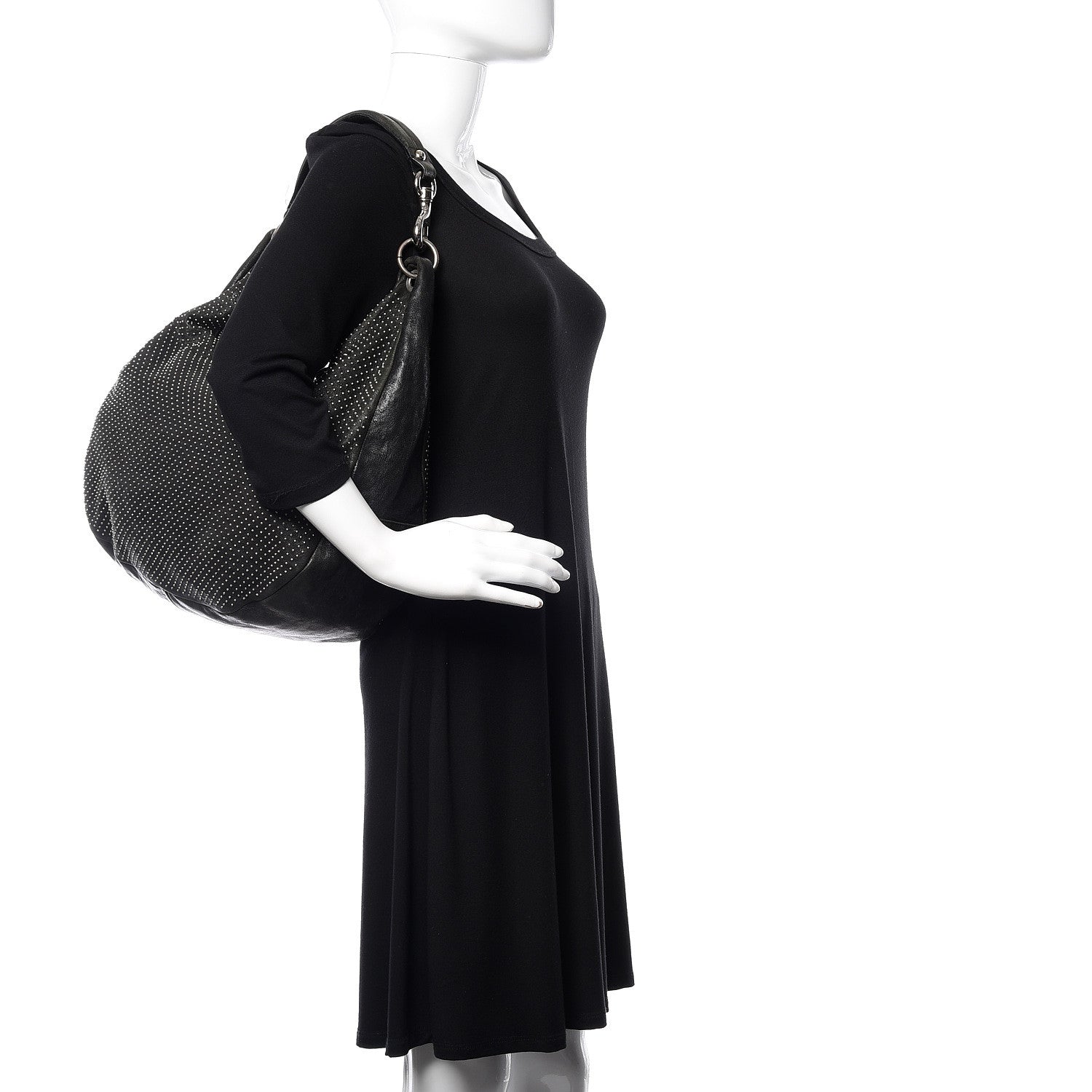 Jimmy Choo Lambskin Studded Solar Hobo Black 2 of 13