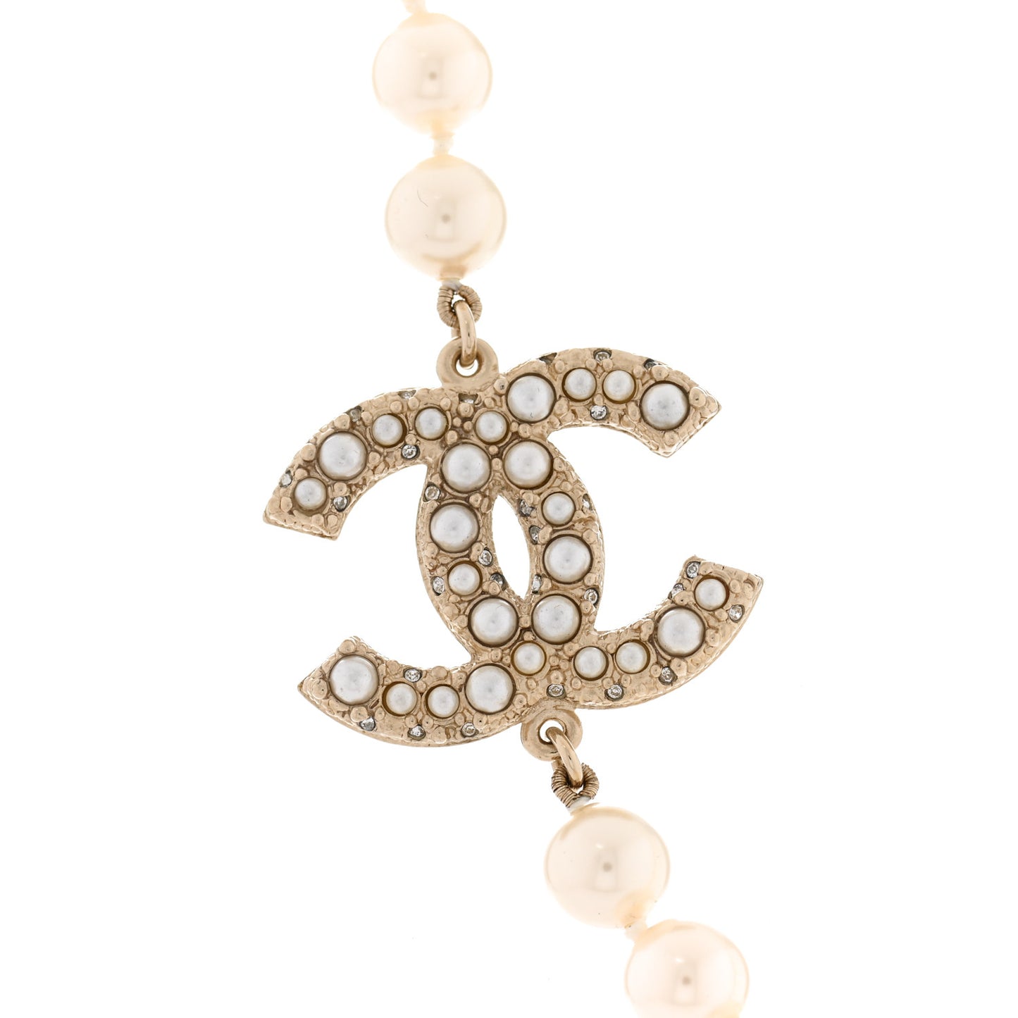 Pearl CC 100th Anniversary Necklace Light Gold