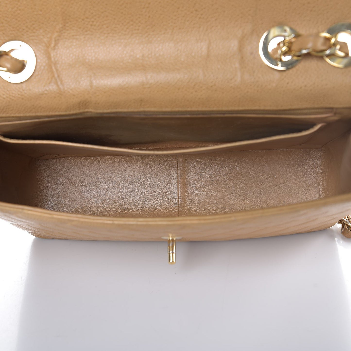 Caviar Quilted Jumbo Single Flap Beige