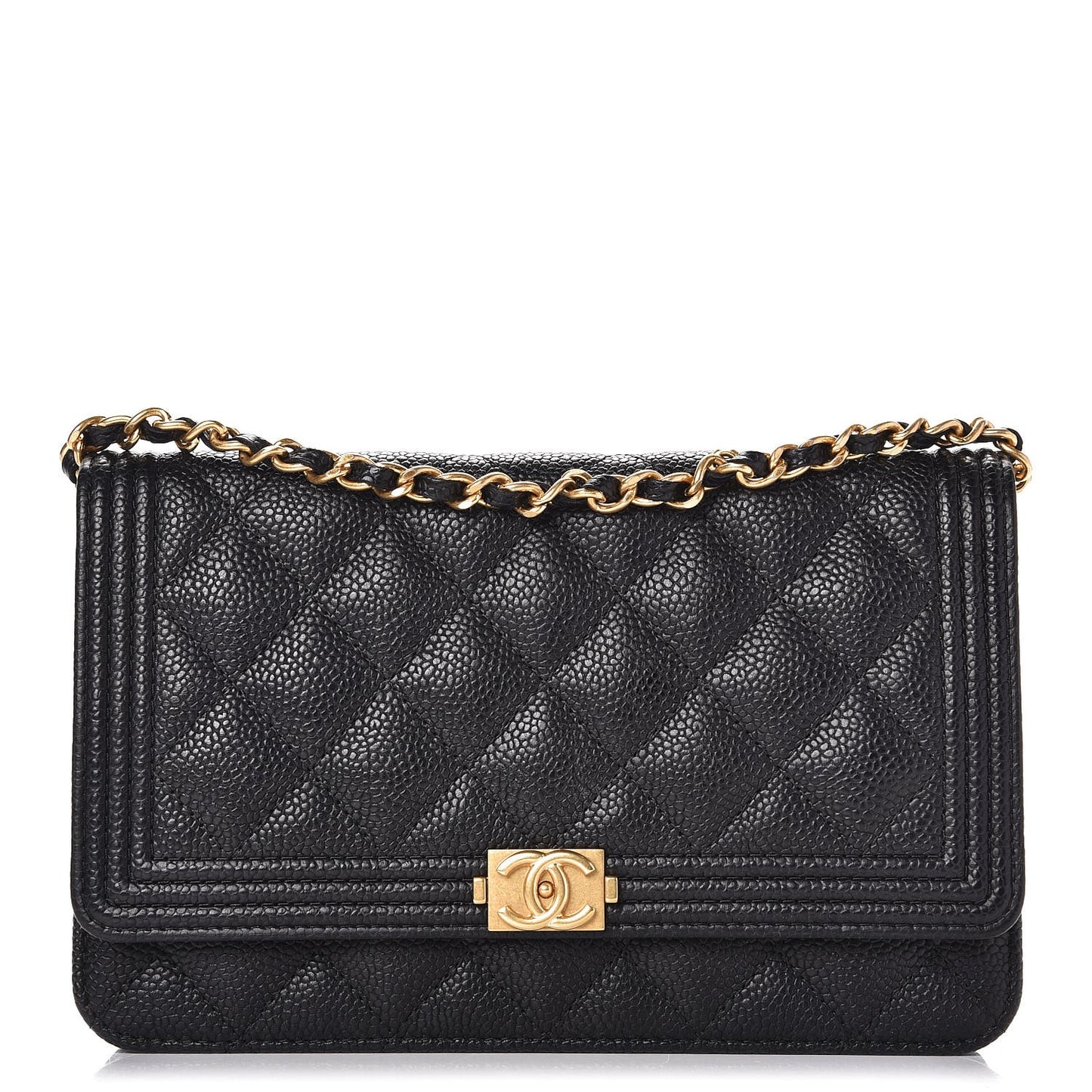 Caviar Quilted Boy Wallet On Chain WOC Black