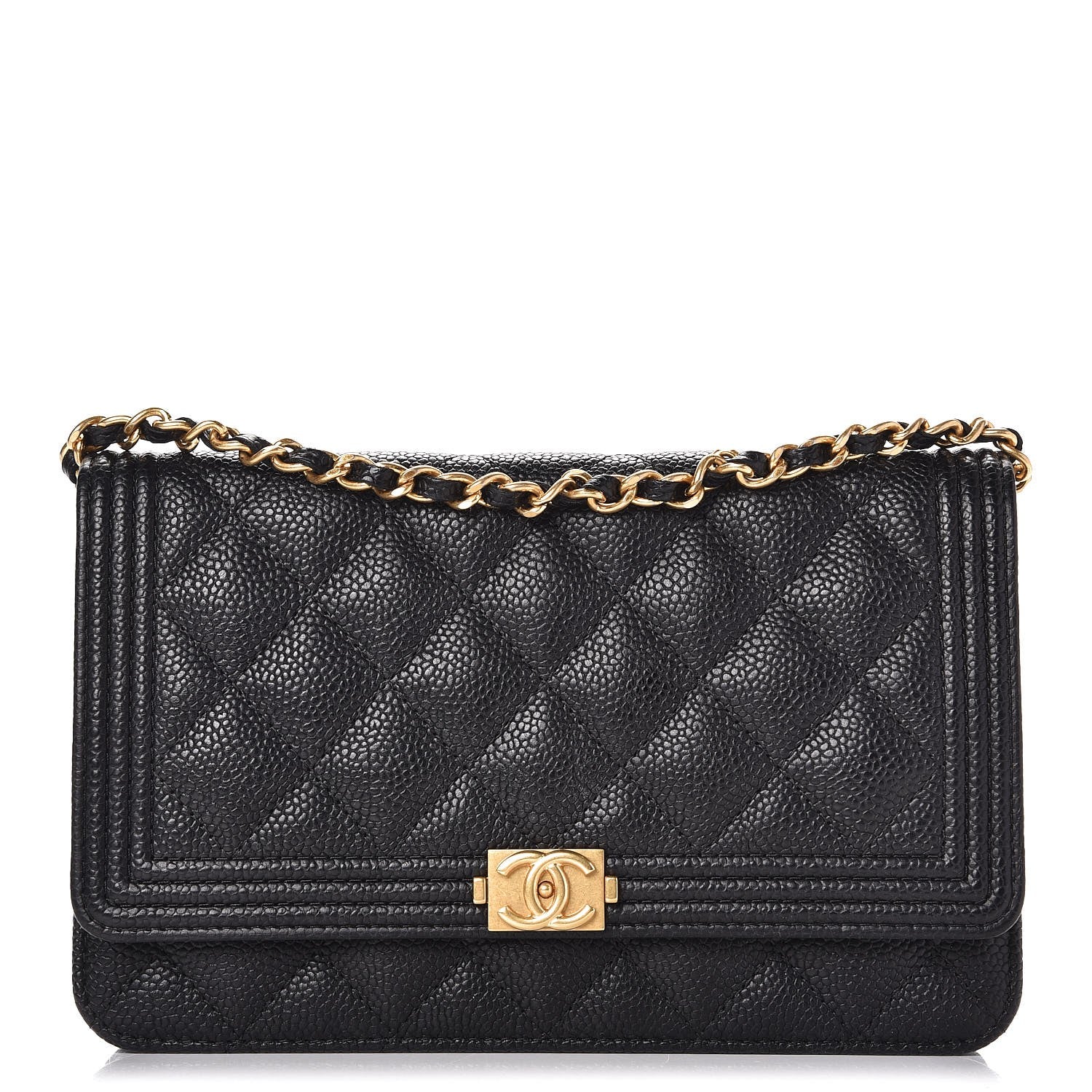 Chanel Caviar Quilted Boy Wallet On Chain WOC Black 1 of 20