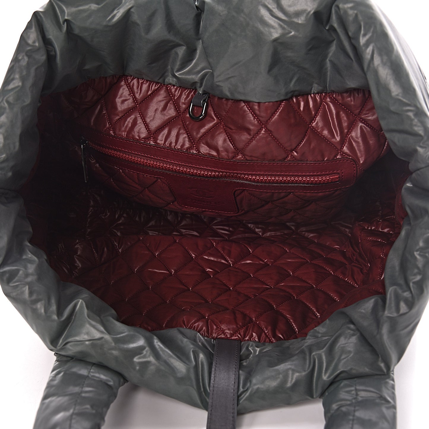 Nylon Quilted Medium Coco Cocoon Reversible Tote Grey
