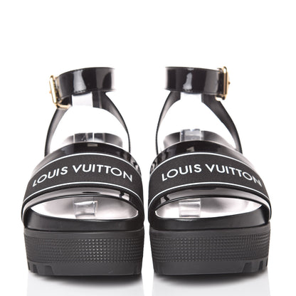 Louis Vuitton Patent Calfskin Laureate Platform Sandals 35 Black 2 of 9