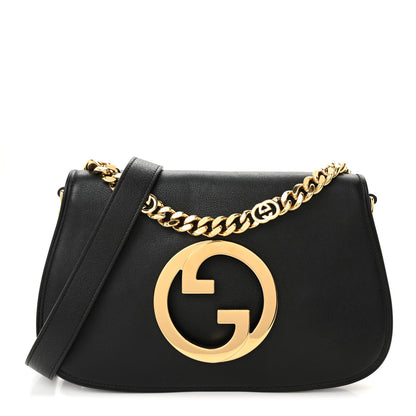 Gucci Roxy Calfskin Blondie Chain Shoulder Flap Bag Black 1 of 10