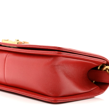Chanel Caviar Chevron Quilted Medium Boy Flap Red 10 of 12