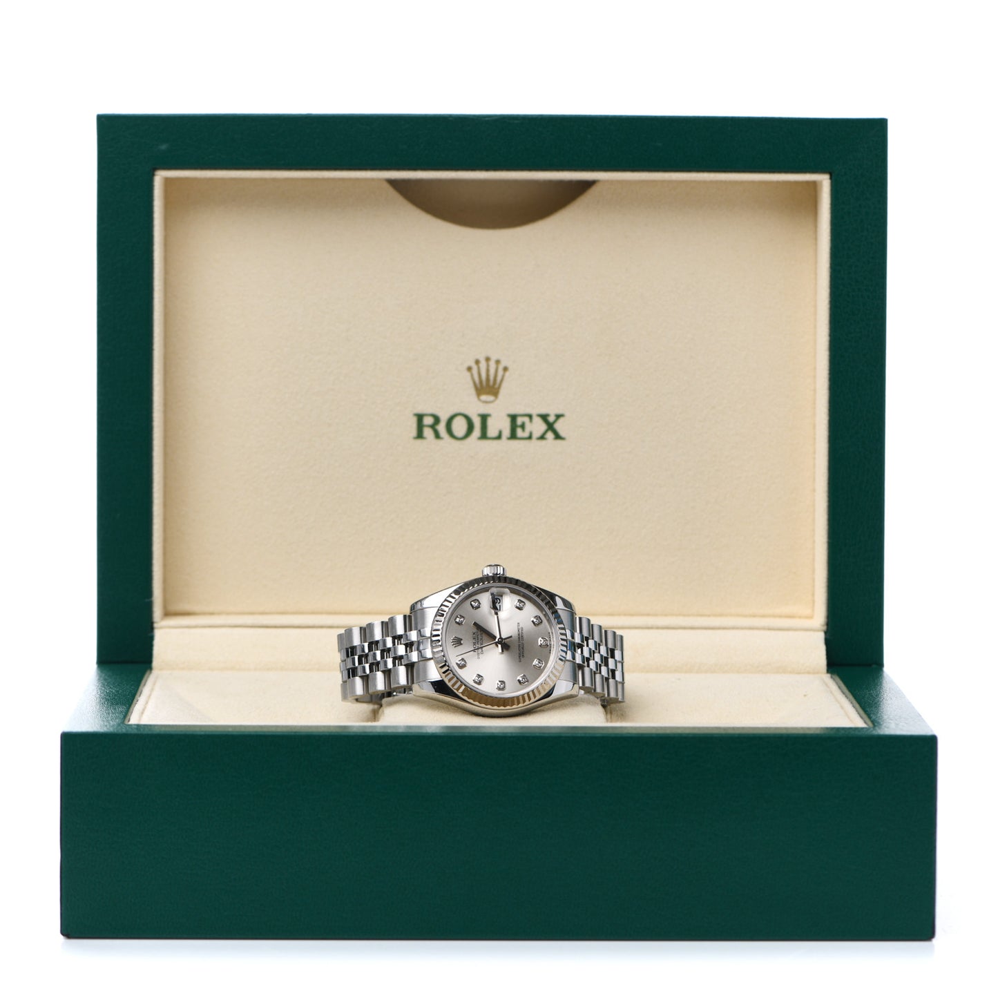 Stainless Steel 18K White Gold Diamond 31mm Oyster Perpetual Datejust Watch Silver 178274