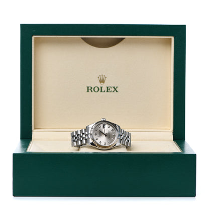 Rolex Stainless Steel 18K White Gold Diamond 31mm Oyster Perpetual Datejust Watch Silver 178274 5 of 5