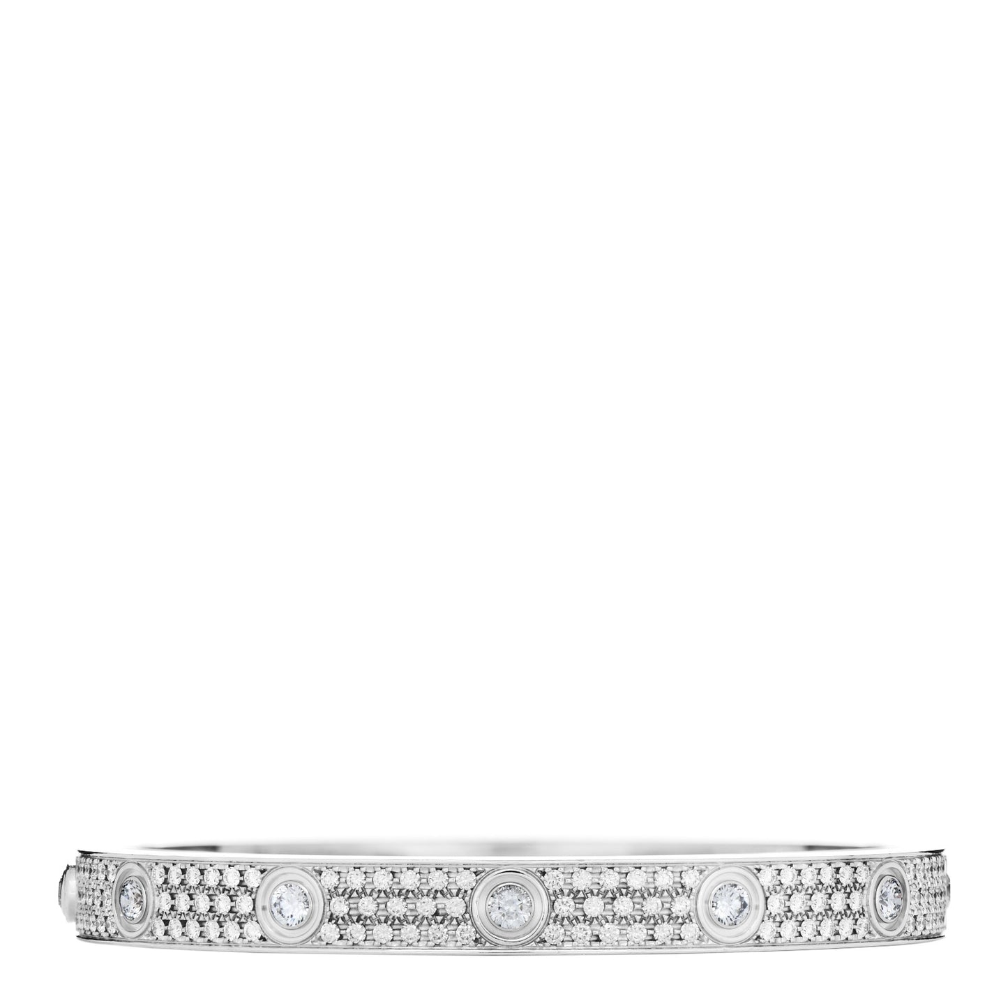 18K White Gold Diamond LOVE Paved Bracelet 17