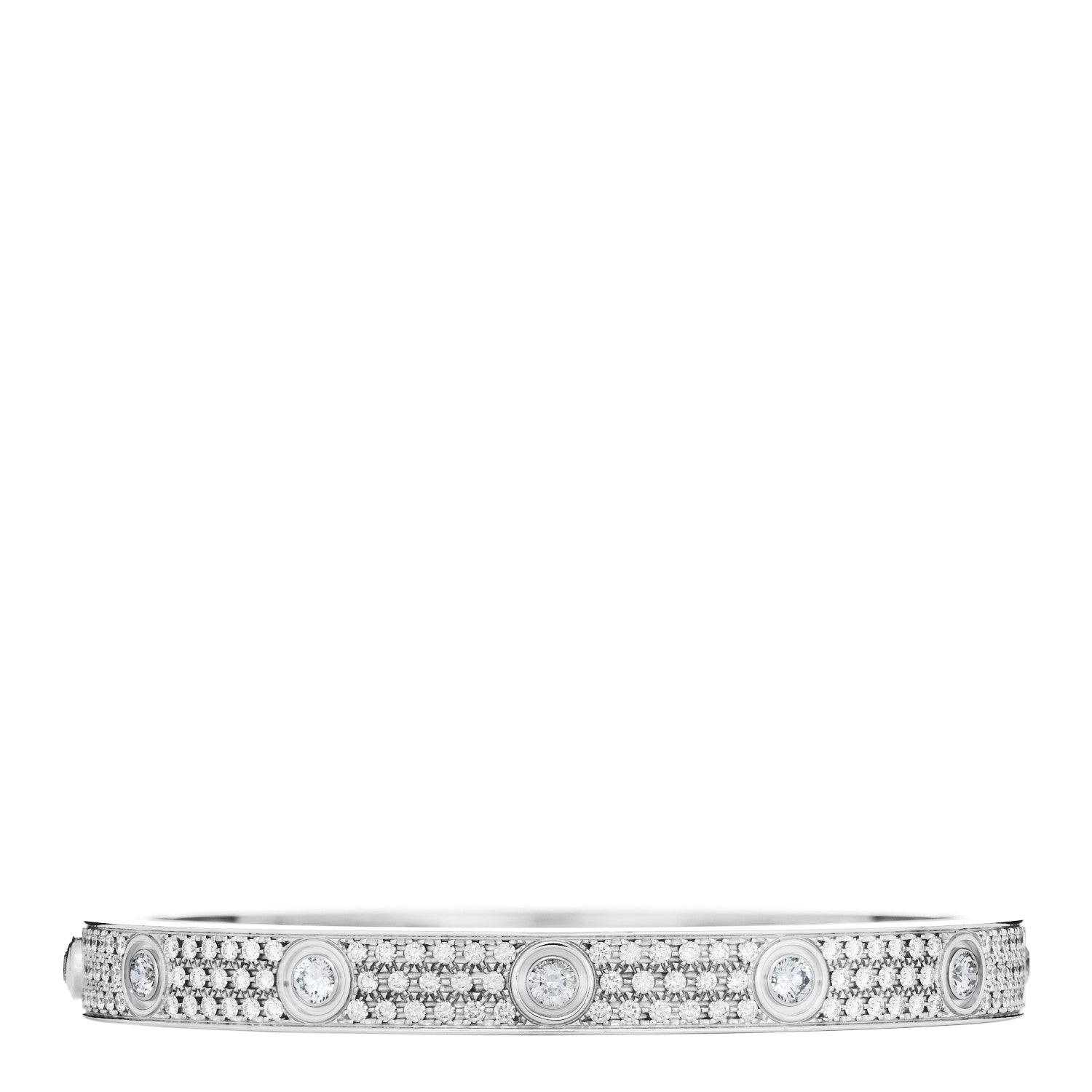 Cartier 18K White Gold Diamond LOVE Paved Bracelet 17 3 of 5