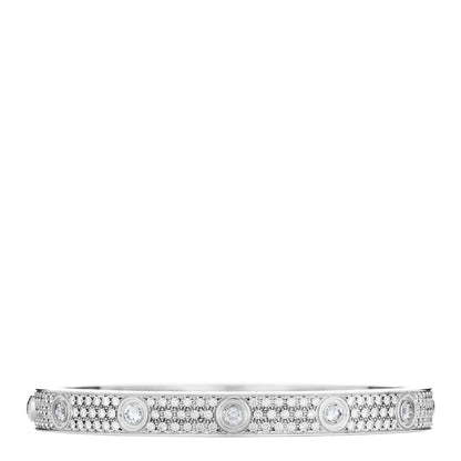Cartier 18K White Gold Diamond LOVE Paved Bracelet 17 3 of 5