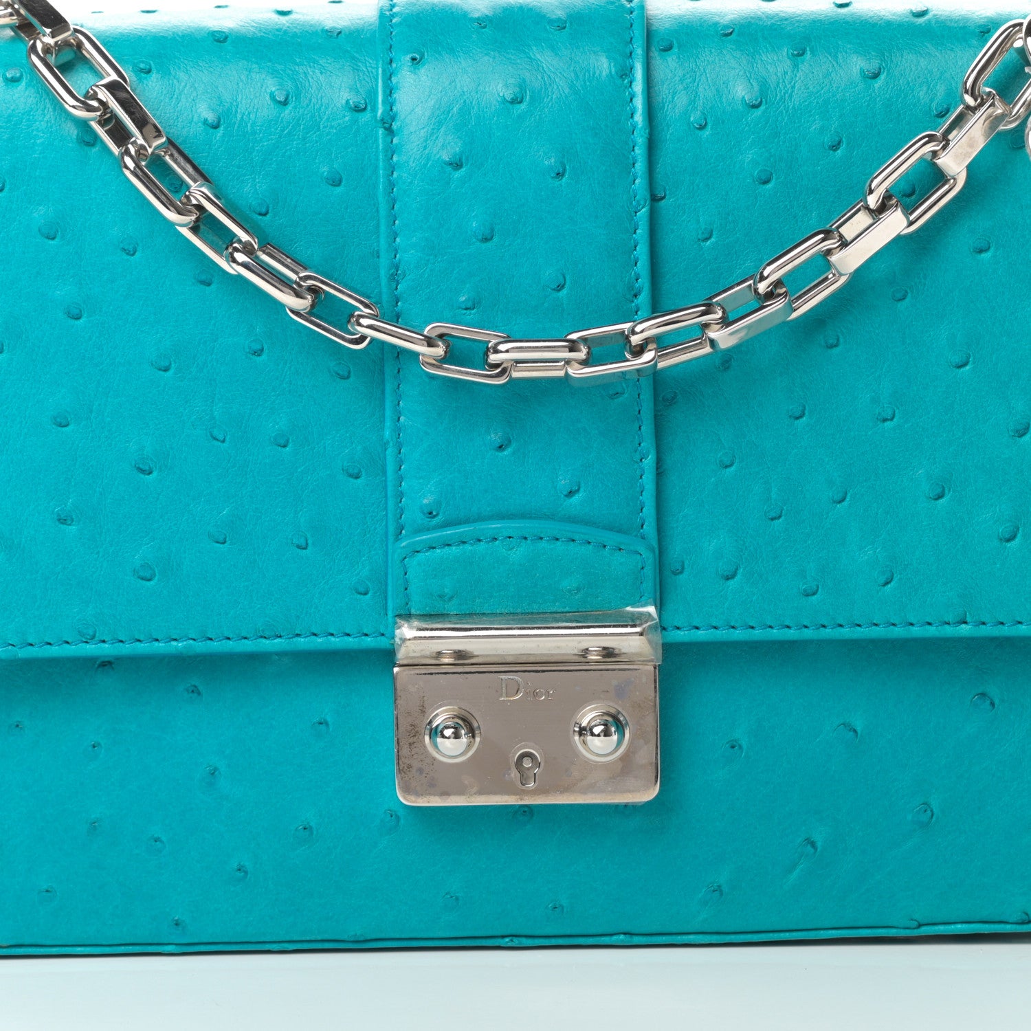 Christian Dior Ostrich Medium Miss Dior Flap Turquoise 9 of 13