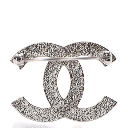 Chanel Pearl Crystal CC Mini Brooch Silver 3 of 4