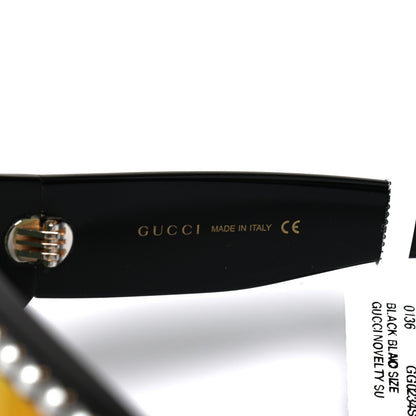 Gucci Acetate Pearl Rectangular Frame Sunglasses GG0234S Black Orange 6 of 7