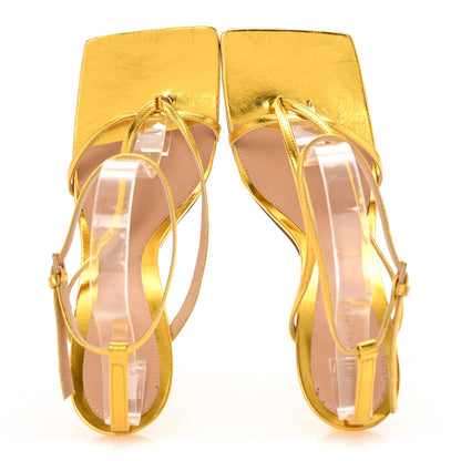 Bottega Veneta Laminated Calfskin Stretch Multi Strap 90mm Sandals 41 Gold 2 of 9