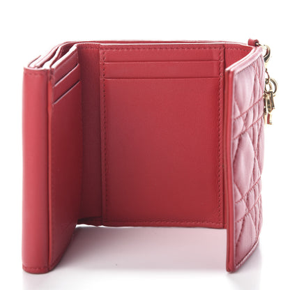 Christian Dior Lambskin Cannage Lady Dior Lotus Wallet Rusty Red 5 of 6
