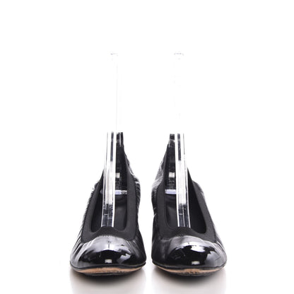 Chanel Lambskin Patent CC Elastic Stretch Pumps 38.5 Black 2 of 12