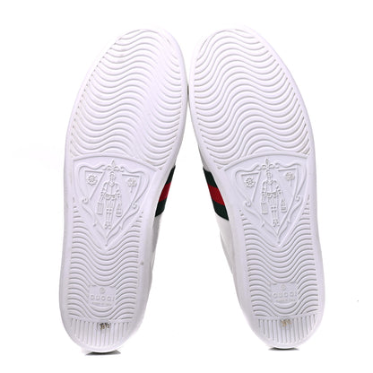 Gucci Calfskin Web Bee Embroidered Womens Ace Sneakers 39.5 White Green 5 of 13