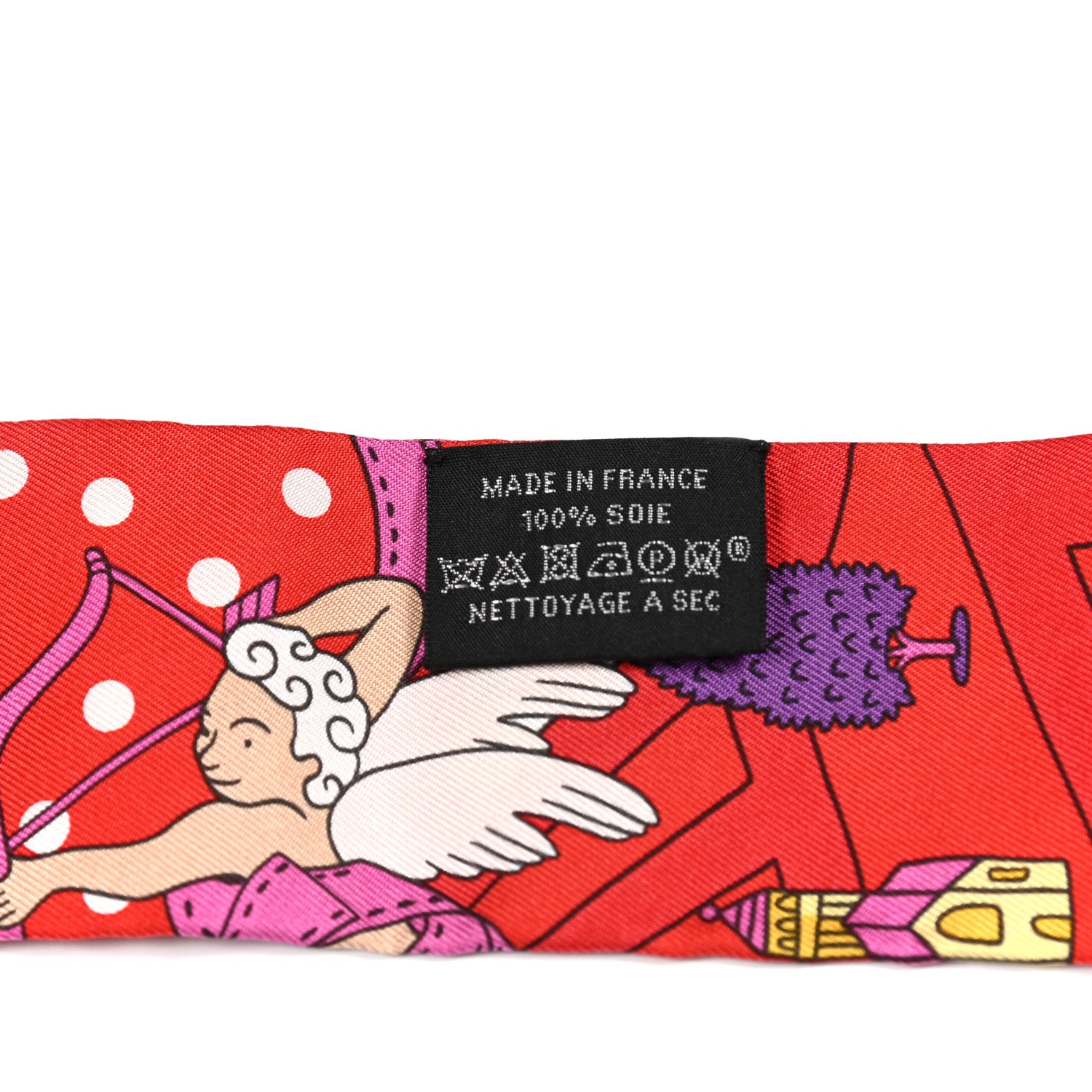 Hermes Silk Les Nouveaux Amoureux de Paris Twilly Rouge Violet Creme 2 of 4