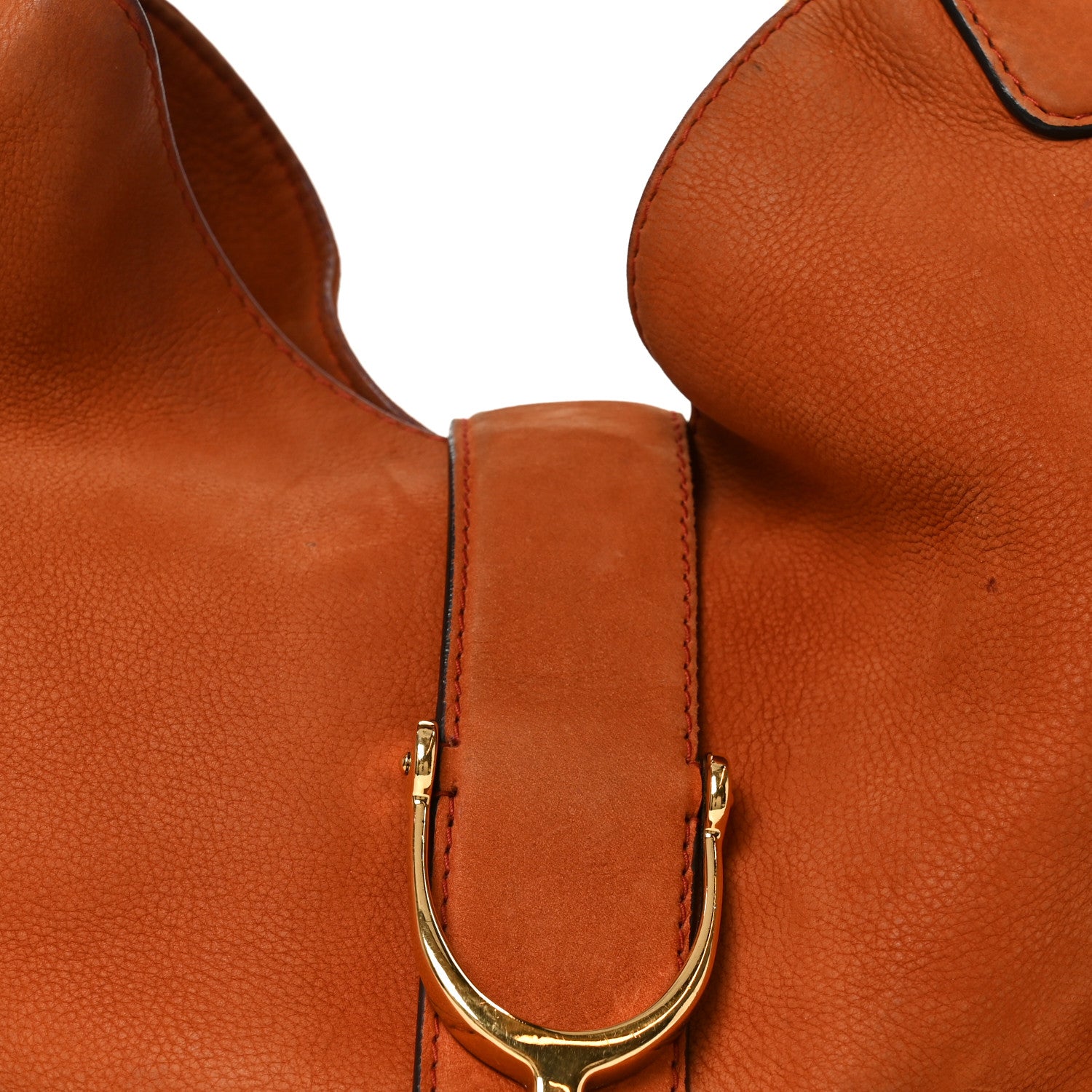 Gucci Nubuck Medium Soft Stirrup Shoulder Bag Orange 7 of 9