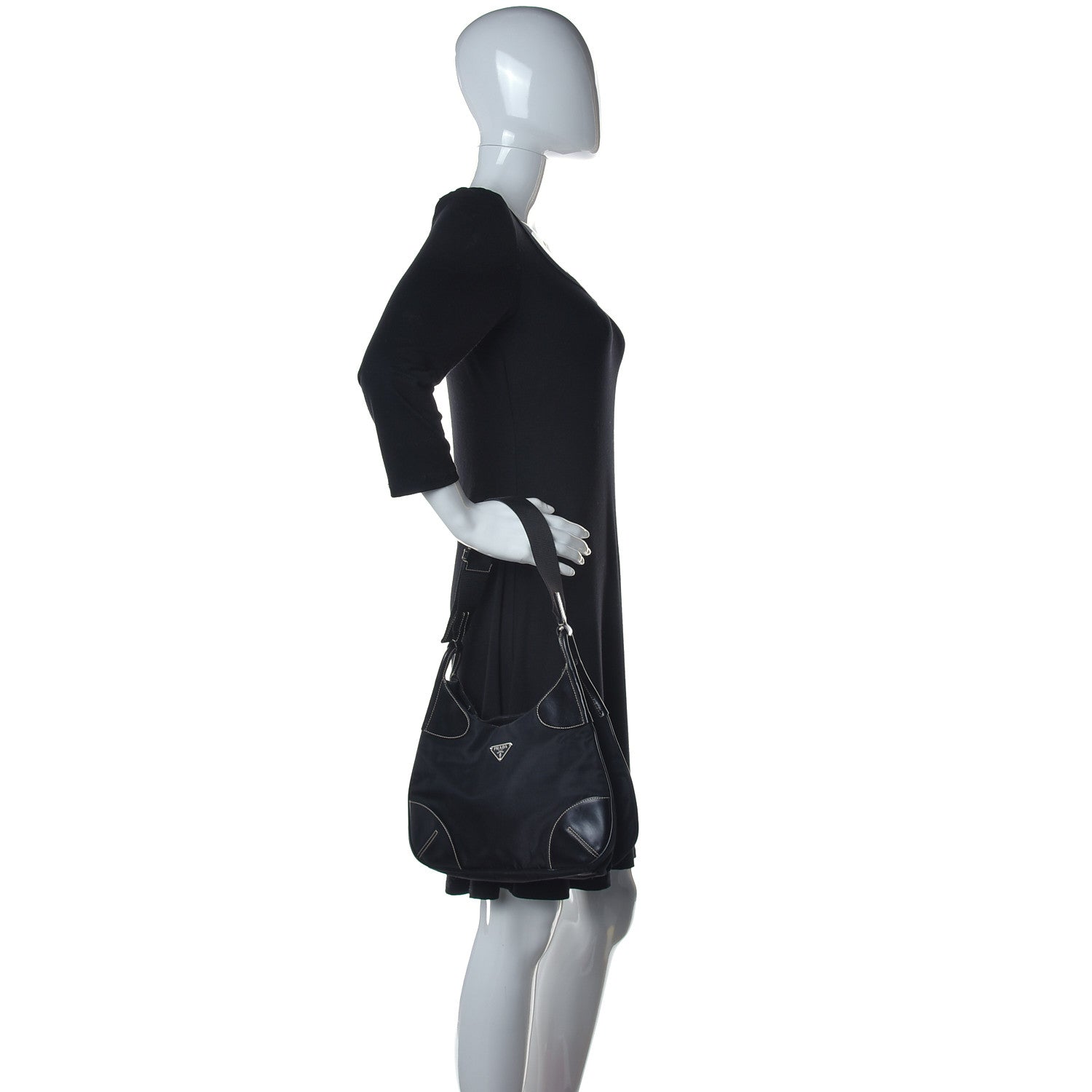 Prada Tessuto Nylon Hobo Black 2 of 16