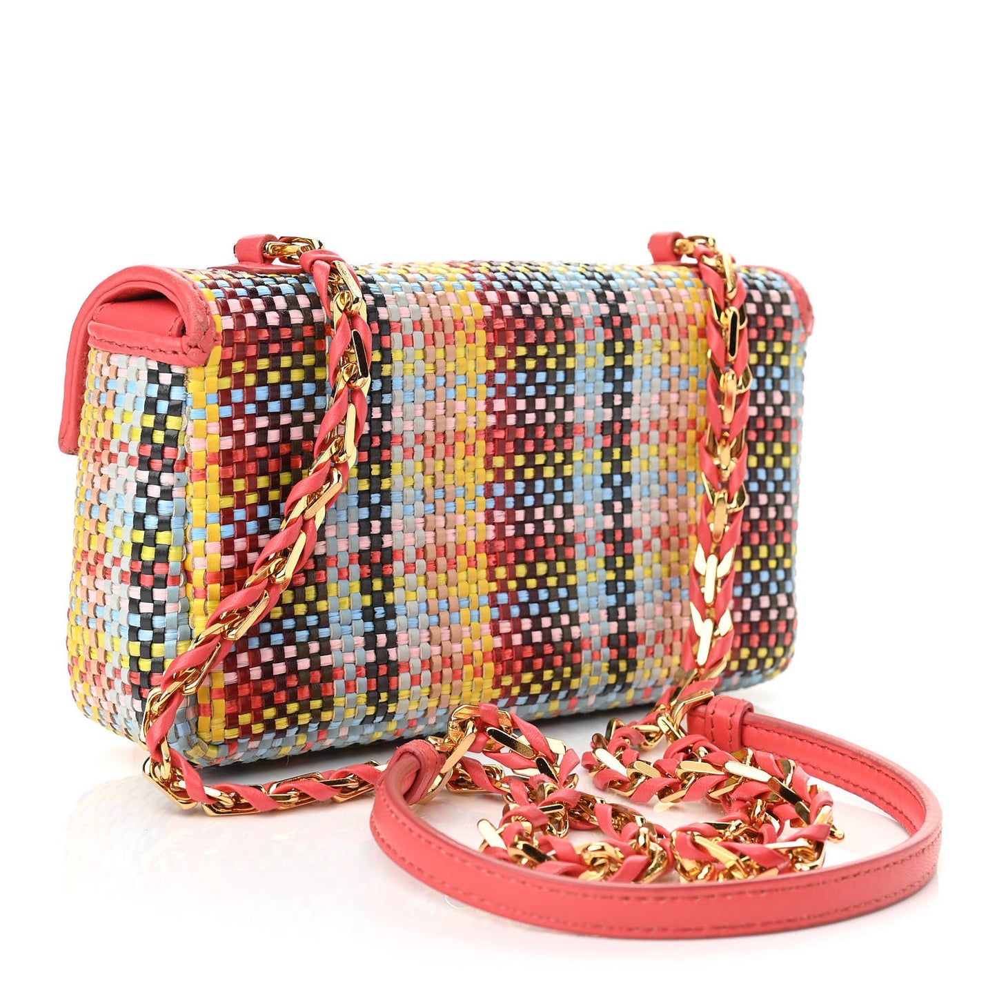 Nappa Intrecciato Mini Be Baguette Shoulder Bag Multicolor Rosa Ecstasy